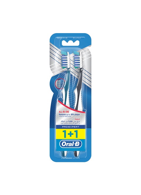 Pro Expert All In One Medium Manual Toothbrush 2 Count Multicolour