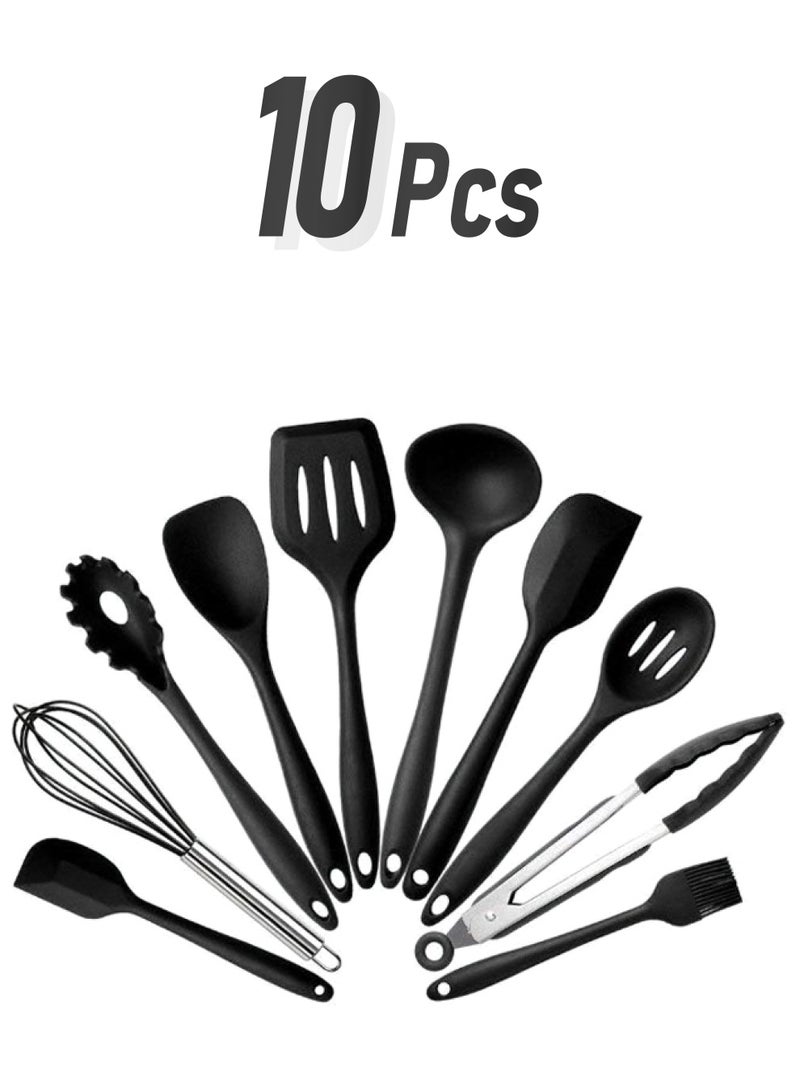 طقم أدوات طبخ مكون من 10 قطع أسود - Image 1