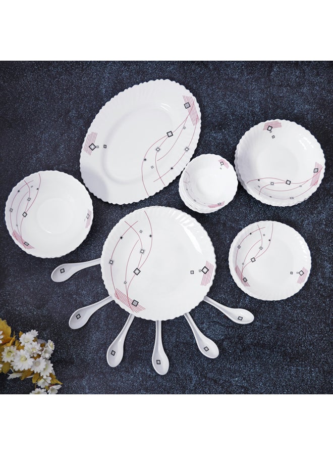 رويال فورد طقم سفرة من الزجاج مكون من 33 قطعة من رويال فورد تصميم أنيق ومقاوم للتقشير أو الكسر الجزئي أبيض - Image 4