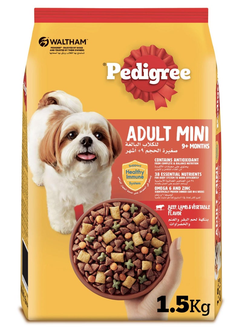 Pedigree Small Breed Beef Lamb And Vegetables Dry Dog Food Adult 1.5kg - Image 1
