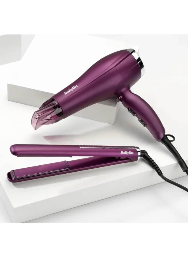 babyliss Velvet Orchid 2300 DC Hair Dryer, Built-in 3 Heat & 2 Speed Settings With Cool Shot, Ionic frizz-Control For Smooth Hair, Stylish Lightweight Design For Comfort Use, 5513PSDE Purple