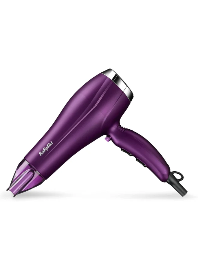 babyliss Velvet Orchid 2300 DC Hair Dryer, Built-in 3 Heat & 2 Speed Settings With Cool Shot, Ionic frizz-Control For Smooth Hair, Stylish Lightweight Design For Comfort Use, 5513PSDE Purple