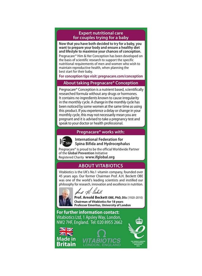 Vitabiotics Pregnacare Him And Her Conception 60 Tablets - Image 3