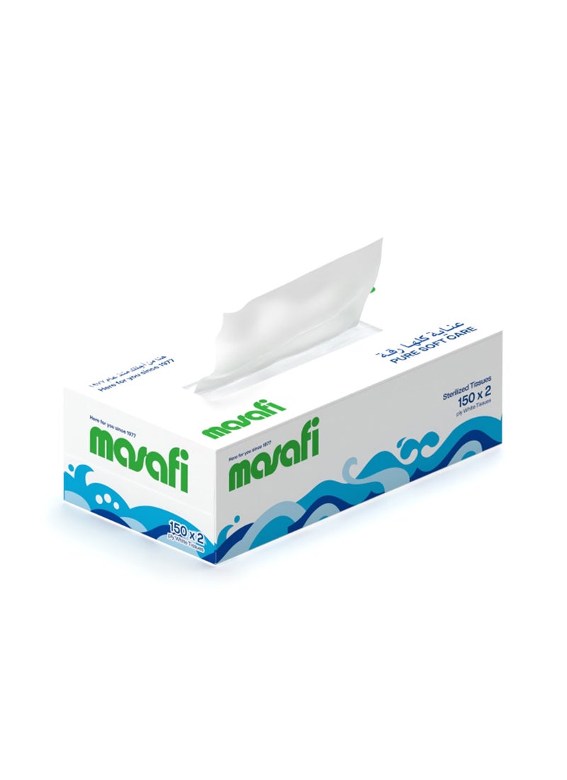 Masafi Facial Tissues, 2 Ply, 150 Sheets, Pack Of 5 White - Image 2