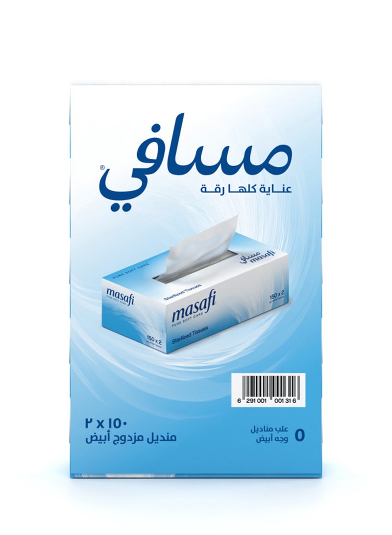 Masafi Facial Tissues, 2 Ply, 150 Sheets, Pack Of 5 White - Image 3