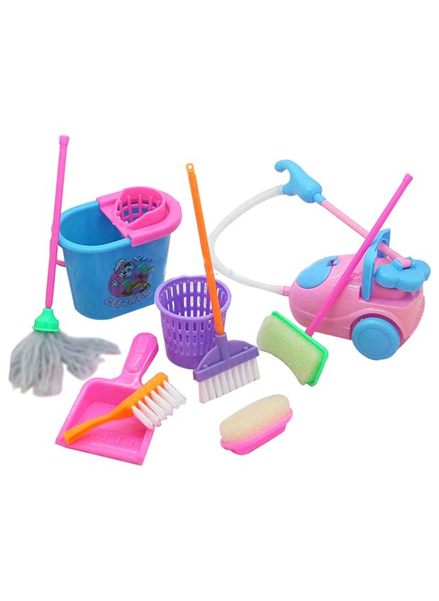 9-Piece Mini Pretend Play Mop Broom House Cleaning Furniture Tools Kit Toy cm - Image 1