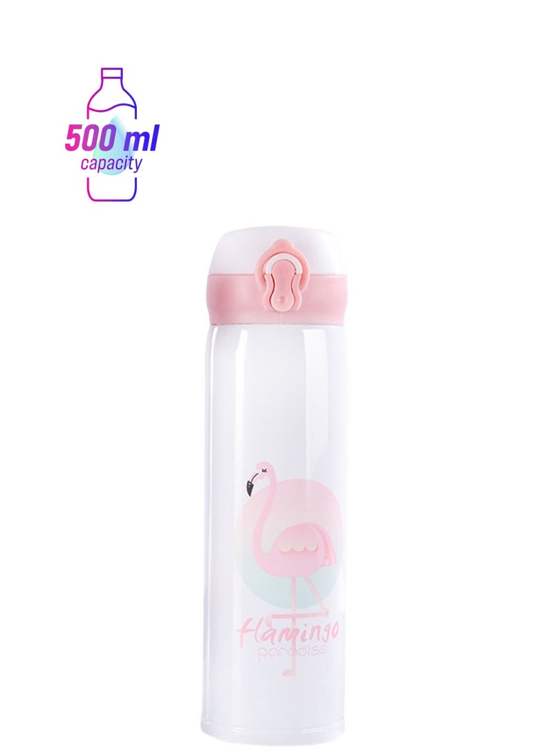Stainless Steel Printed Water Bottle Flamingo 500ml