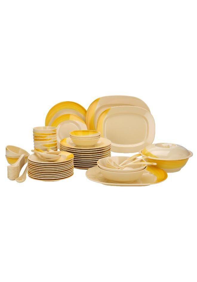 Royalford 64-Piece Melamine Dinner Set Ribble Designed– Complete Family Dining Set with Plates, Bowls, Spoons & Serveware | Break-Resistant, Food-Grade, Freezer-Friendly & Top Rack Dishwasher-Safe | Premium Melamine Tableware Orange 11.6kg - Image 1