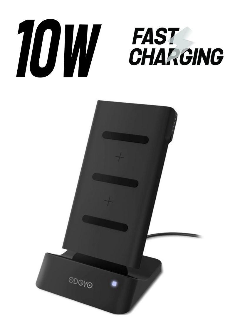 ODOYO - XC25 2in1 Combo Set Qi Enabled Wireless Charging Dock 10W And Portable Battery Pack 6000mAh Black - Image 1