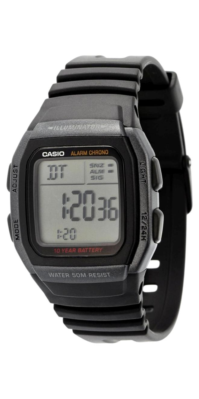 كاسيو ساعة يد رقمية مقاومة للماء طراز W-96H-1BVDF - مقاس 36 مم - لون أسود للرجال - Image 1