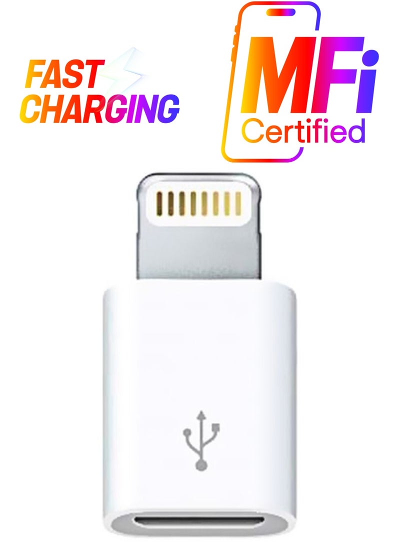 Micro USB Adapter For Apple iPhone 5/5s/5c iPod Touch/iPad 4 Mini White