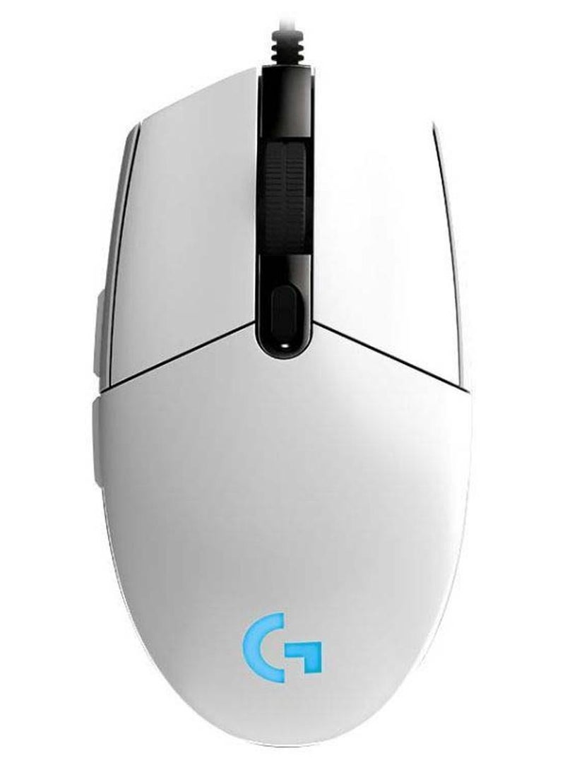 لوجيتيك ماوس ألعاب لايت سينك G102 بإضاءة RGB قابلة للتعديل، 6 أزرار قابلة للبرمجة، مستشعر بدرجة الألعاب، وتتبع بقيمة 8000 DPI وبـ 16.8 مليون لون، وبوزن خفيف (بلون أبيض) - Image 1