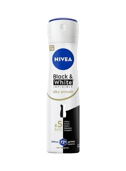 Black And White Invisible Silky Smooth, Antiperspirant Spray For Women 150ml