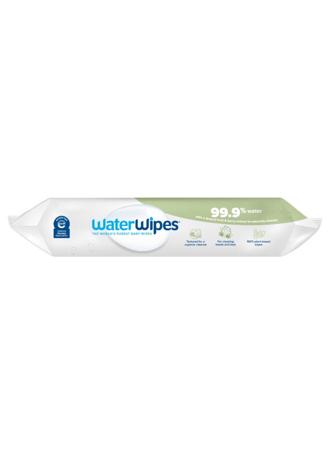 WaterWipes Plastic Free Textured Clean, Toddler And Baby Wipes, 60 Wet Wipes, 99.9% Water Based And Unscented For Sensitive Skin- Soapberry Extract  - Image 4