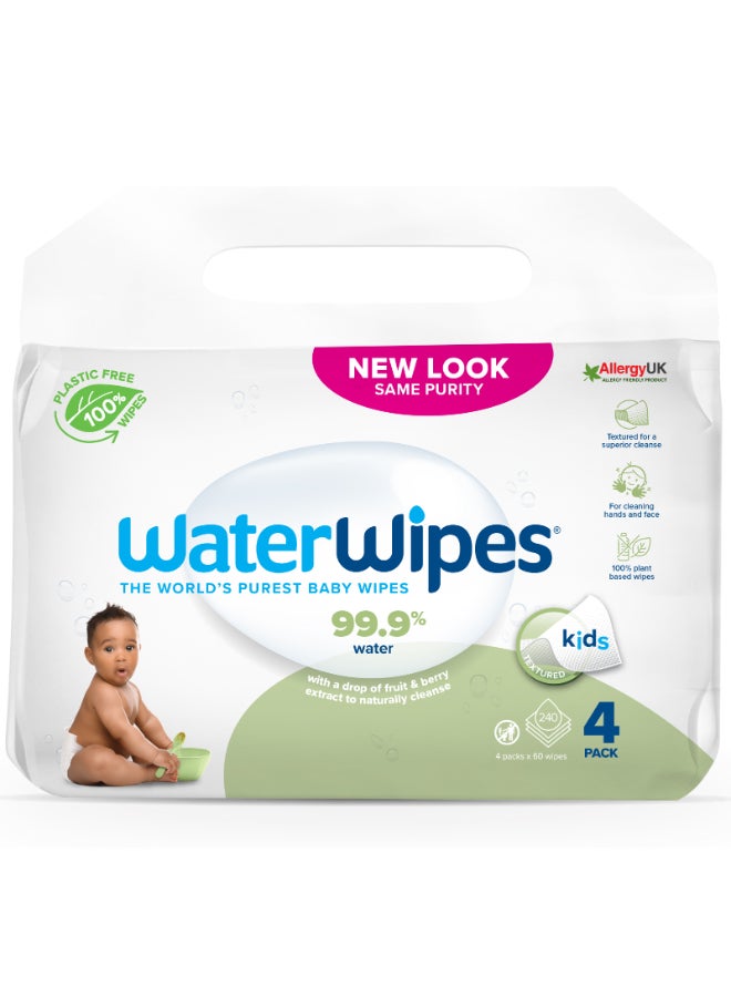 WaterWipes - Plastic Free Textured Clean Toddler And Baby Wipes 240 Count - Image 1