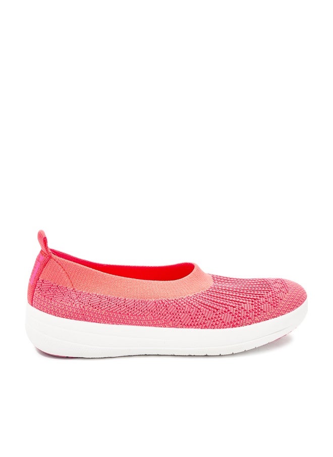 FitFlop Uberknit Slip-On Ballerina Coral/Fuchsia - Image 1