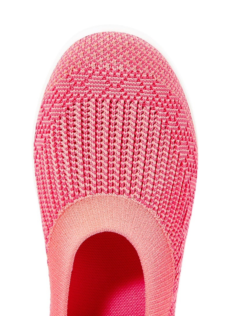 FitFlop Uberknit Slip-On Ballerina Coral/Fuchsia - Image 3