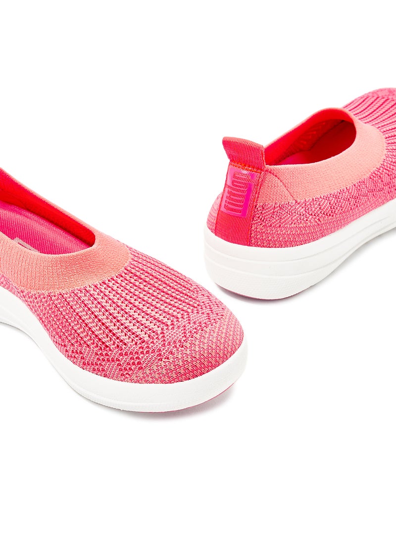 FitFlop Uberknit Slip-On Ballerina Coral/Fuchsia - Image 4