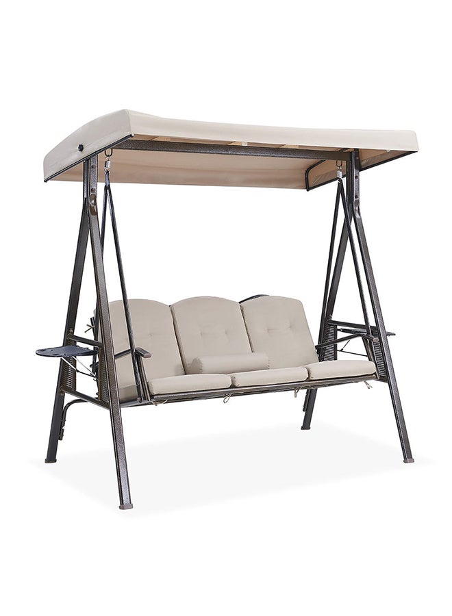 DANUBE HOME Aldora Swing 3 Seater Hanging Hammock Chair For Indoor Outdoor Garden Grey 195x115x198cm  - Image 4