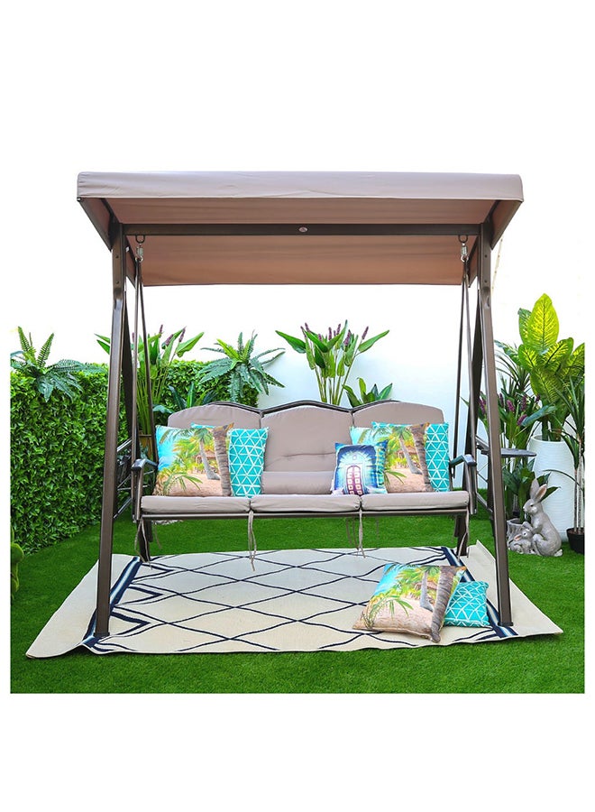 DANUBE HOME Aldora Swing 3 Seater Hanging Hammock Chair For Indoor Outdoor Garden Grey 195x115x198cm  - Image 1