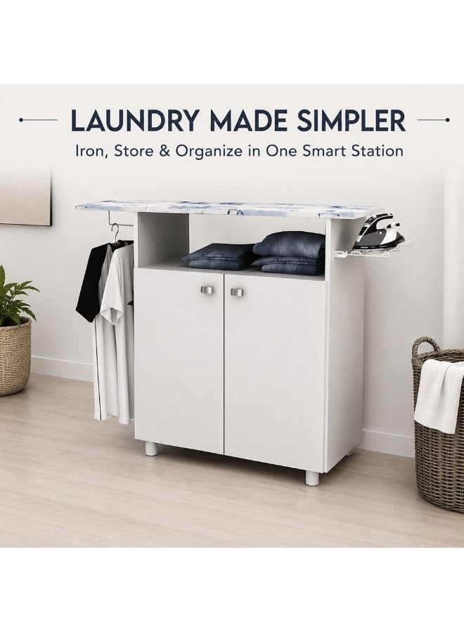 DANUBE HOME Cyrine Ironing Board with Storage Cabinet & Hanging Rail, White, 112 x 36.5 x 86.7 cm Multicolour 320x6x400cm - Image 3