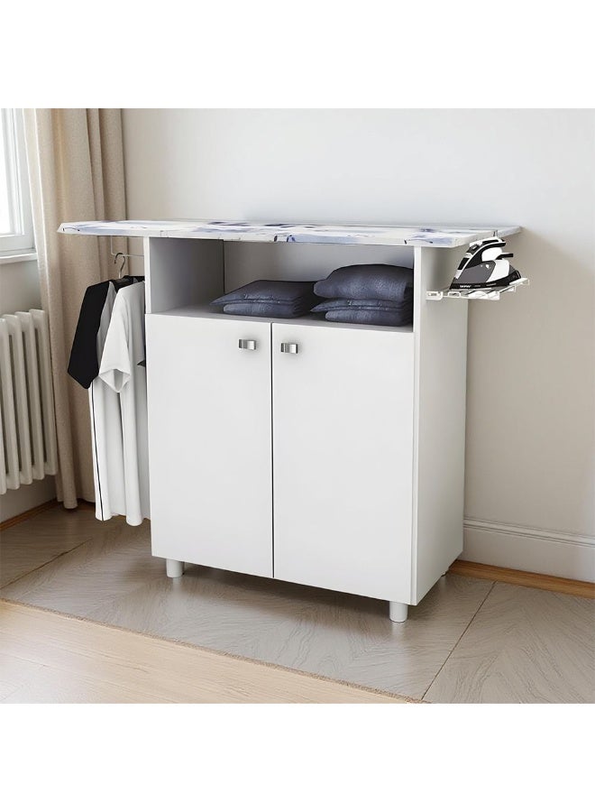 DANUBE HOME Cyrine Ironing Board with Storage Cabinet & Hanging Rail, White, 112 x 36.5 x 86.7 cm Multicolour 320x6x400cm - Image 1