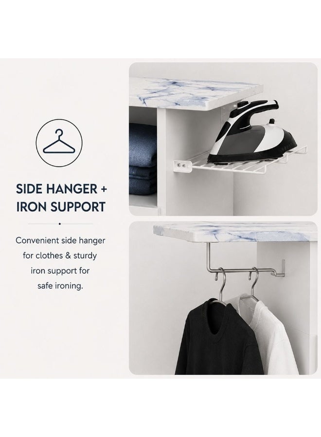 DANUBE HOME Cyrine Ironing Board with Storage Cabinet & Hanging Rail, White, 112 x 36.5 x 86.7 cm Multicolour 320x6x400cm - Image 4