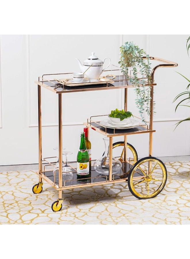 DANUBE HOME Elaine Serving Trolley Black/Gold - Image 5