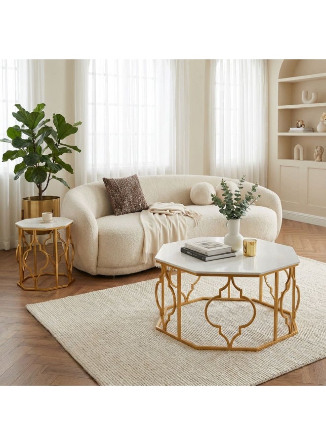 DANUBE HOME Esperanza Coffee Table Gold/White - Image 5