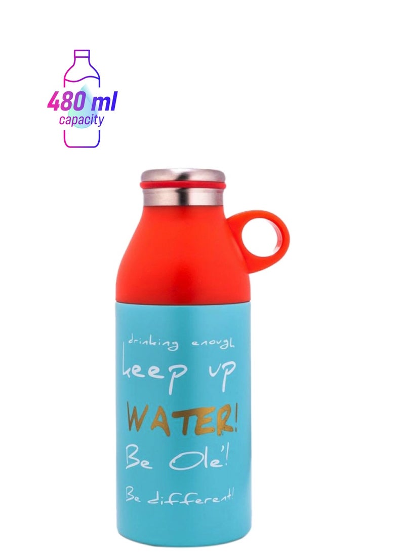 مارزو قارورة من الإستانلس ستيل مع كوب معزول أزرق/أحمر