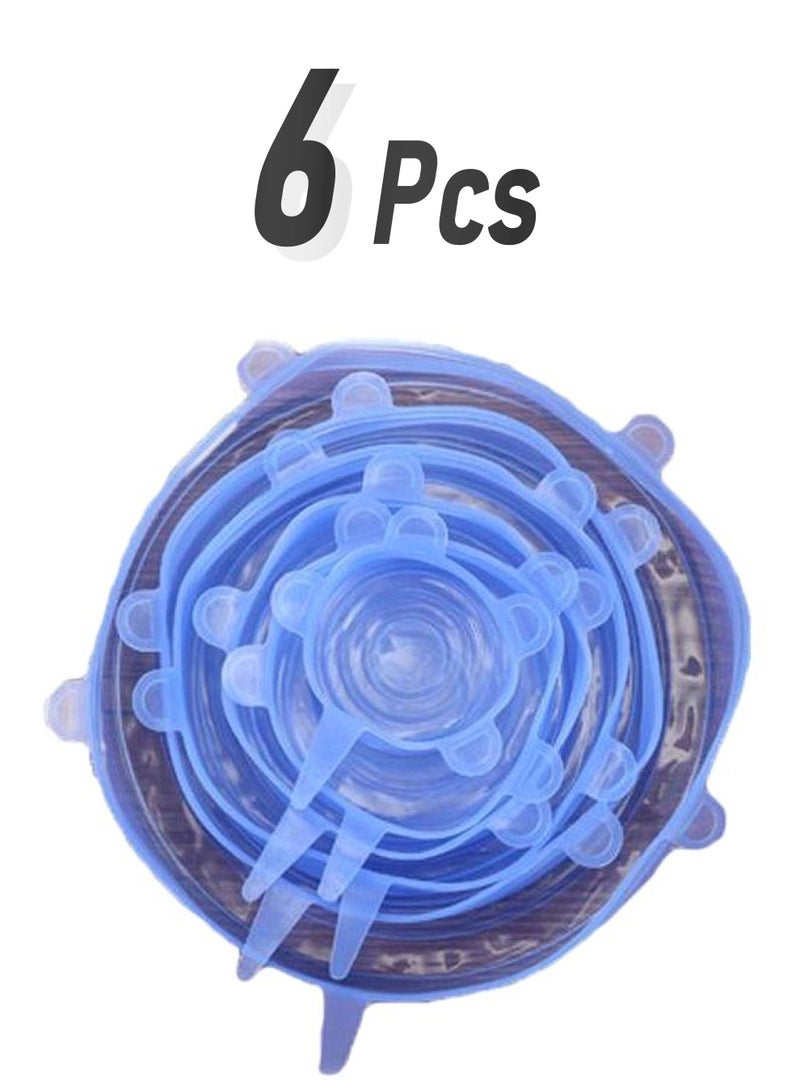 6-Piece Silicone Cooking Pot Lid Blue 