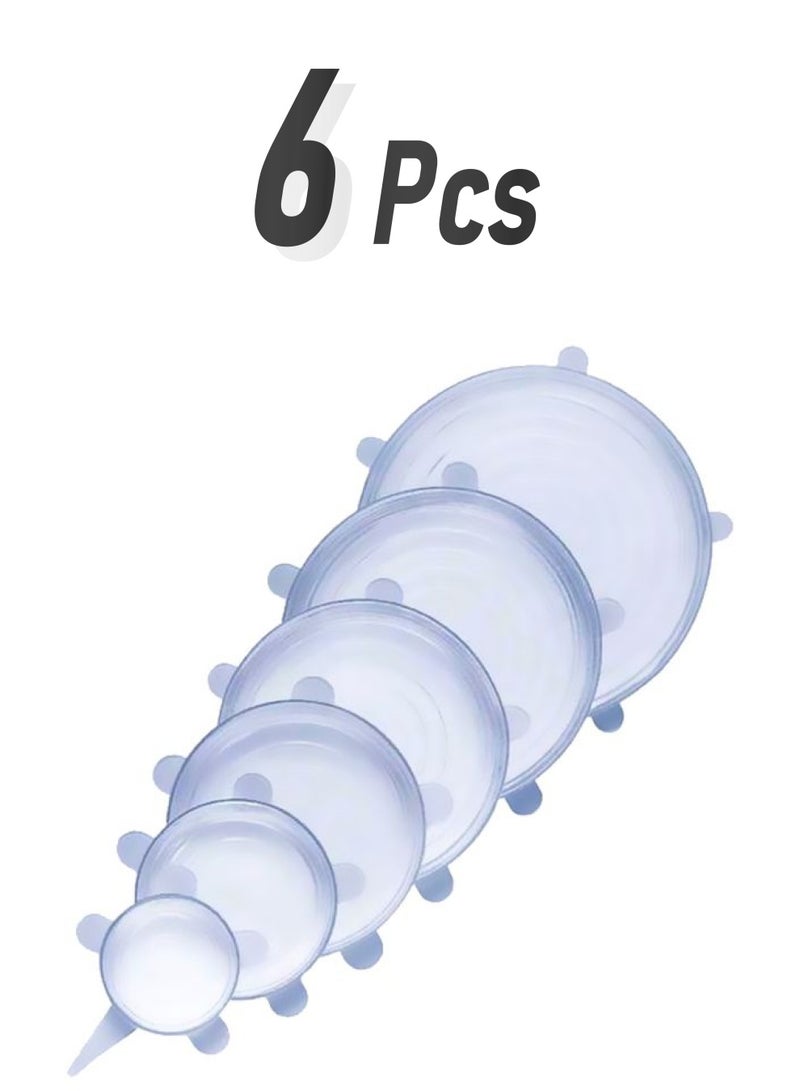 طقم أغطية مطاطية من السيليكون عدد 6 قطع شفاف 6-Piece - Image 1