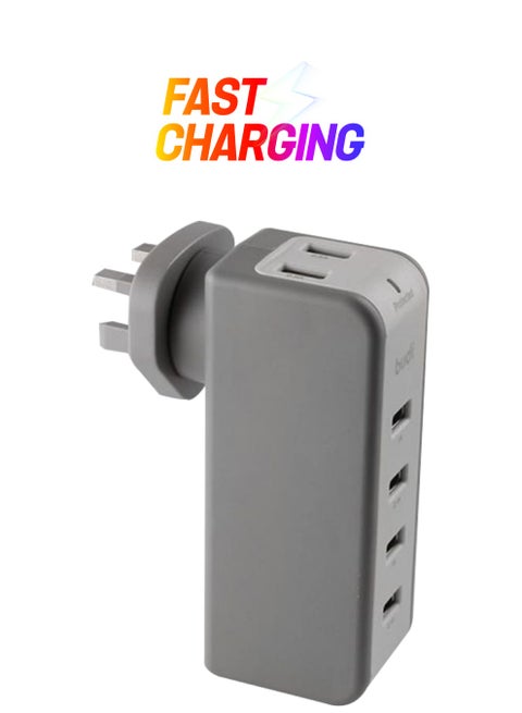 6-Port USB Desktop Charger For Mobile Phone White/Grey