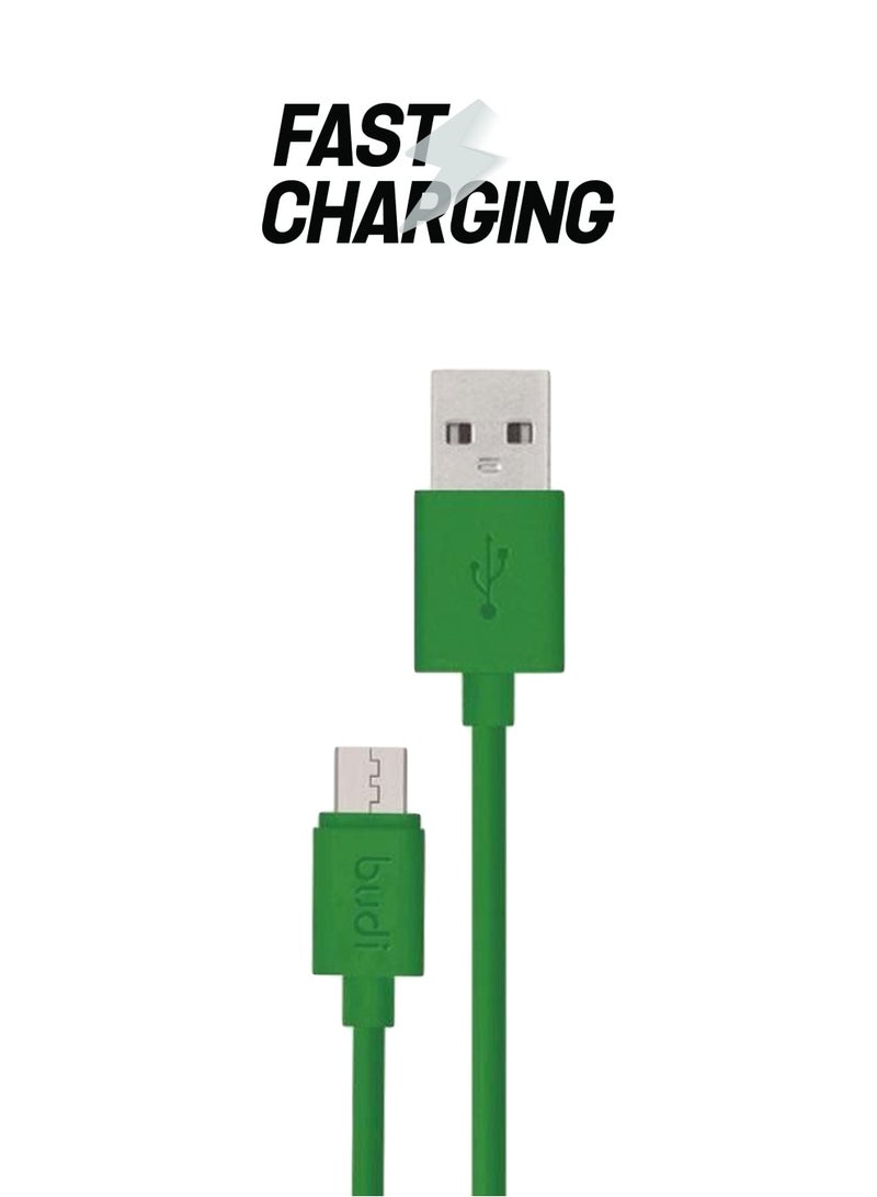 بودي كابل Micro USB للشحن ومزامنة البيانات ومناسب لأجهزة سامسونج أخضر/فضي - Image 1