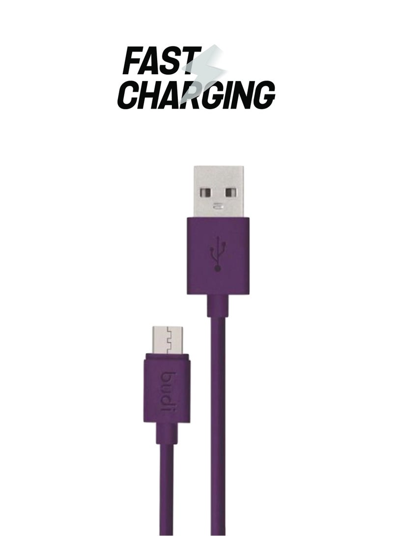 بودي كابل شحن سريع ومزامنة بيانات مزود بمنفذ مايكرو USB لجهاز سامسونج أرجواني / فضي