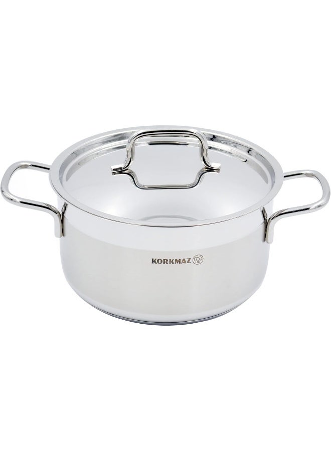 Korkmaz Sturdy And Durable Exclusive Shaped Lightweight Easy To Handle Hotpot Casserole With Lid Stainless Steel 8.5Liters  - Image 2
