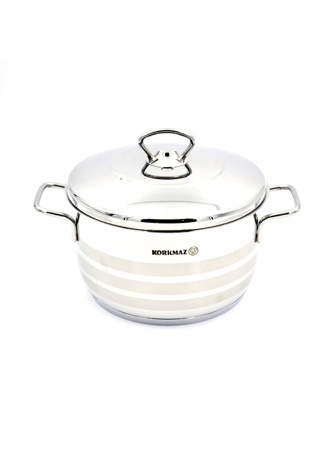 Astra Stainless Steel Casserole 20X12 cm / 3.7 L | Induction Compatible Cooking Stock Pot with Lid| Silver - KA1902 Silver 3.7Liters
