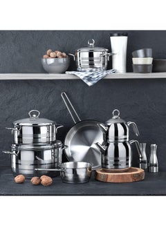 Korkmaz Low Casserole With Lid Silver 24x8cm  - Image 3