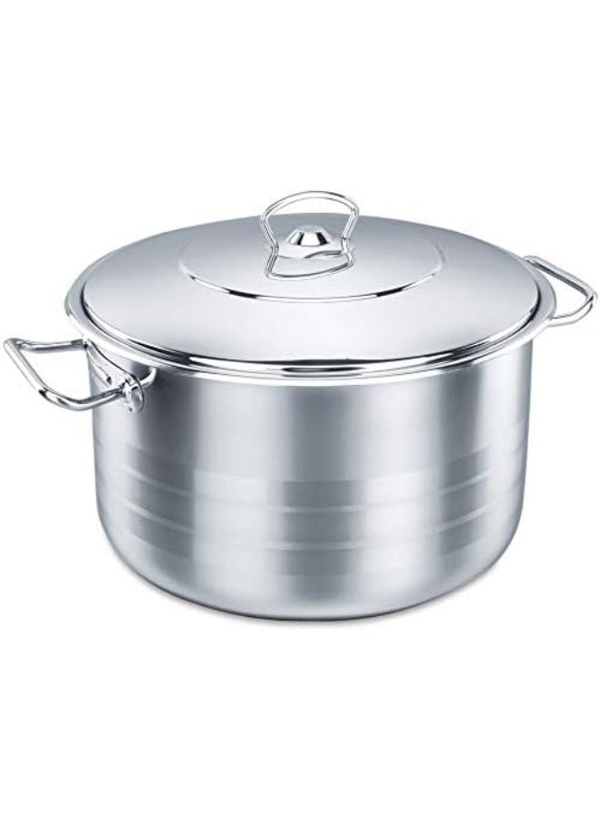 Korkmaz - Sturdy And Durable Exclusive Shaped Cool Touch Handle Low Casserole With Lid Silver 15Liters - Image 1