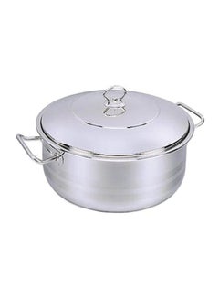 Sturdy And Durable Exclusive Shaped Cool Touch Handle Low Casserole With Lid Silver 15Liters