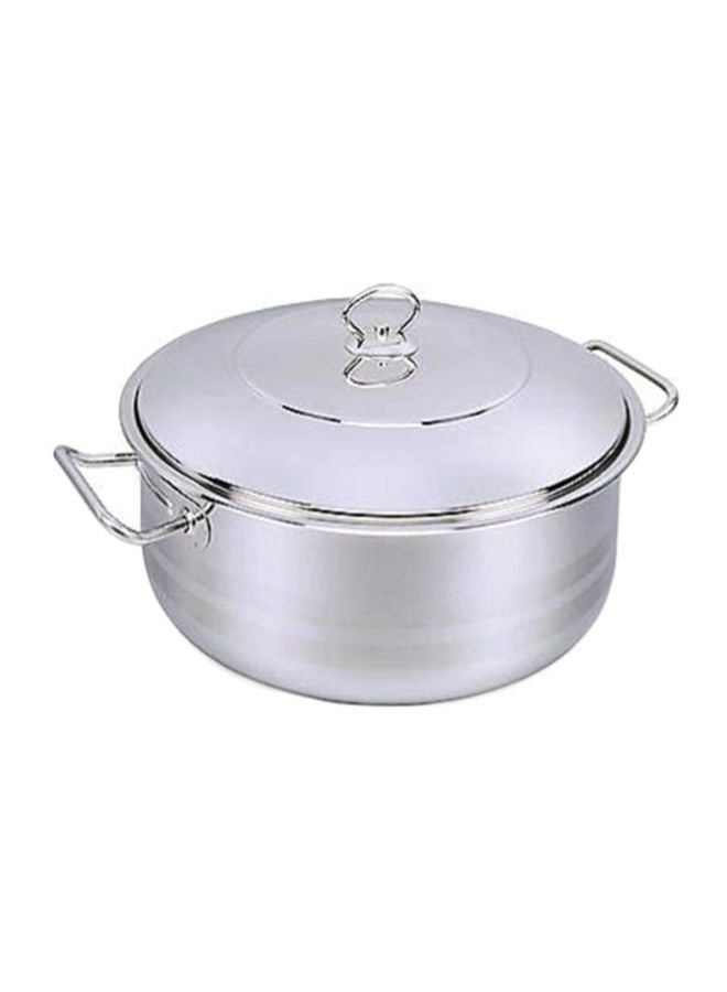 Korkmaz - Sturdy And Durable Exclusive Shaped Cool Touch Handle Low Casserole With Lid Silver 15Liters - Image 1