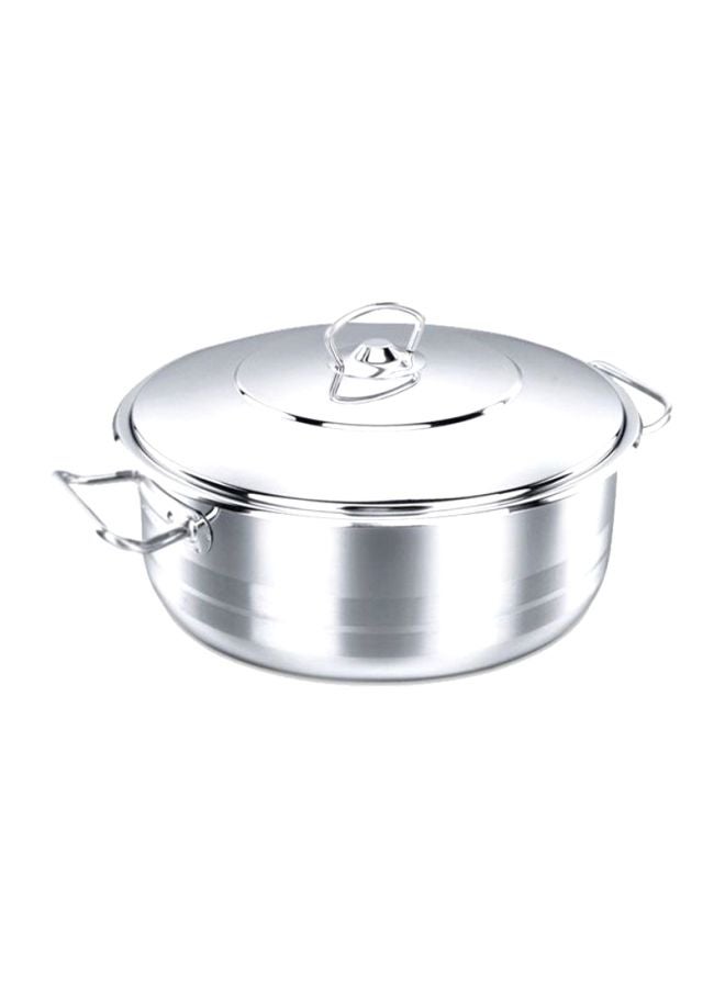 Korkmaz Mega Stainless Steel Low Casserole with Lid 32X13 10.0L | Silver - KA1943 Silver 45x20cm - Image 1