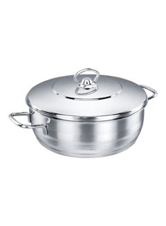 Extra Low Casserole With Lid Silver 7.5Liters