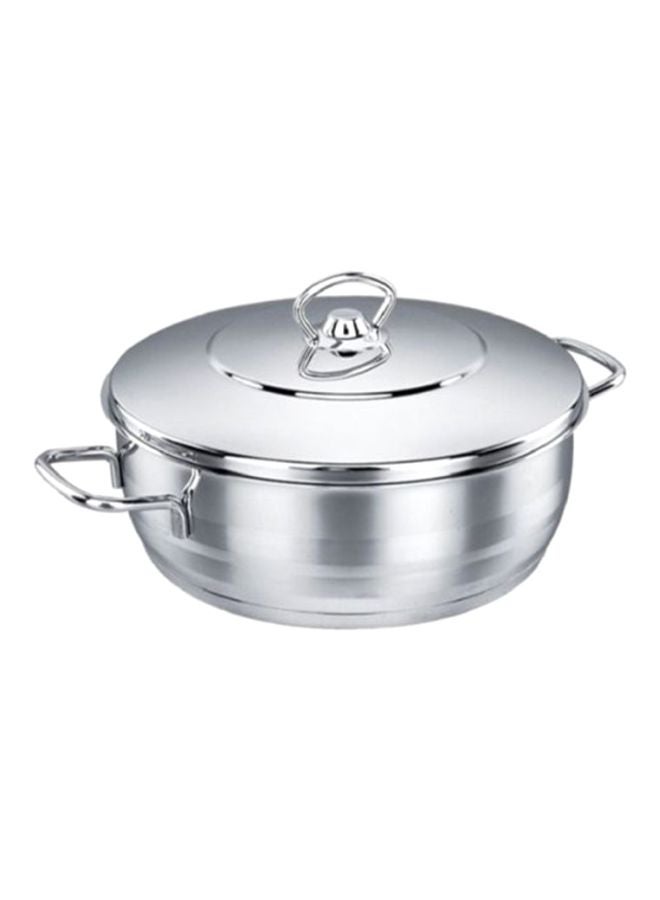 Korkmaz Extra Low Casserole With Lid Silver 7.5Liters  - Image 1