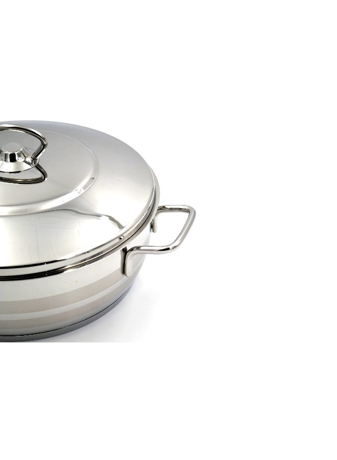 Korkmaz Mega Stainless Steel Low Casserole with Lid 32X9 cm / 7.5 L | Silver - KA1955 Silver 7.5Liters - Image 3