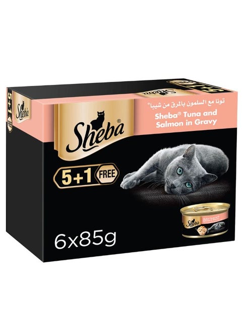 Tuna And Salmon In Gravy Cat Food Can 85g Pack of 6