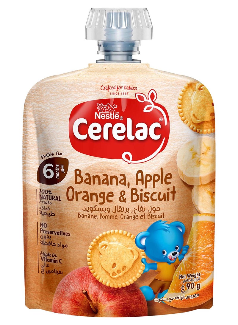 Cerelac Banana, Apple, Orange And Biscuit Pouch Puree 90grams - Image 1