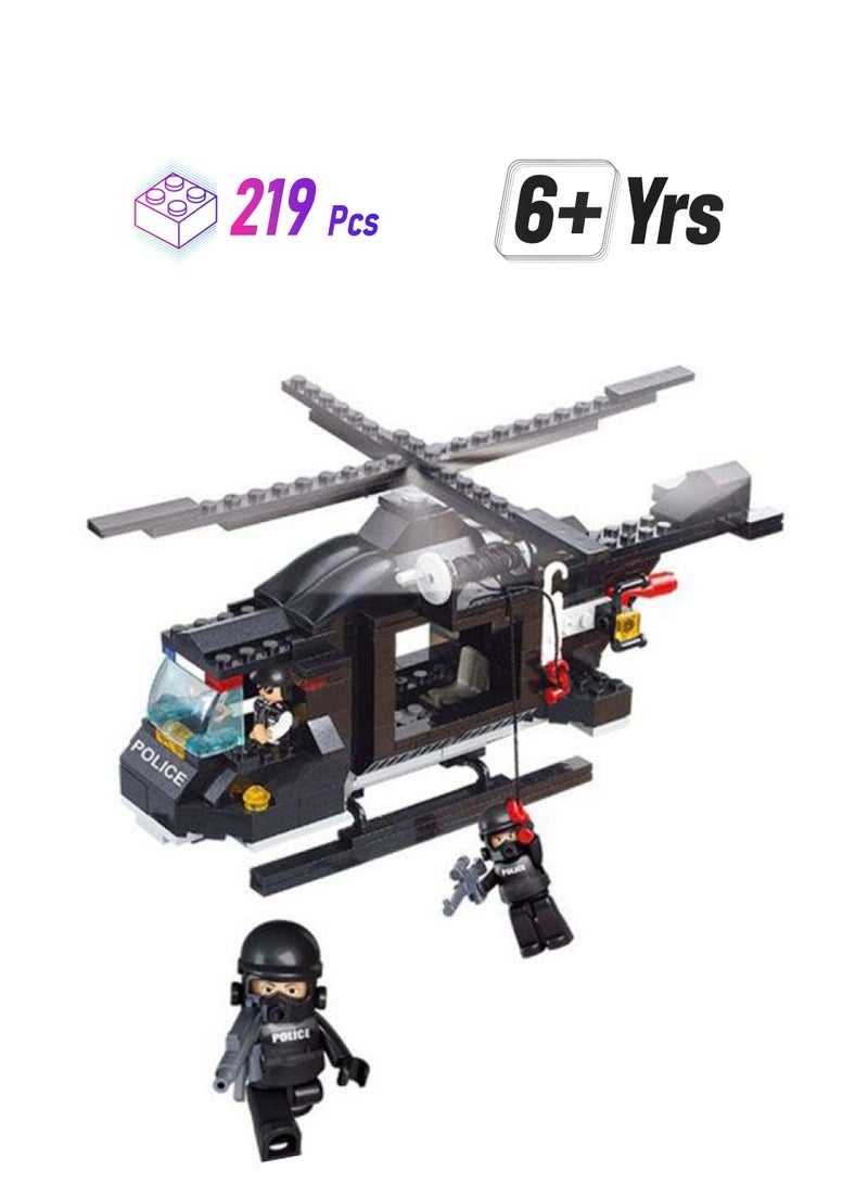 Sluban 6938242938086 219-Piece Police Helicopter Building Blocks Set 219 6+ Years - Image 1