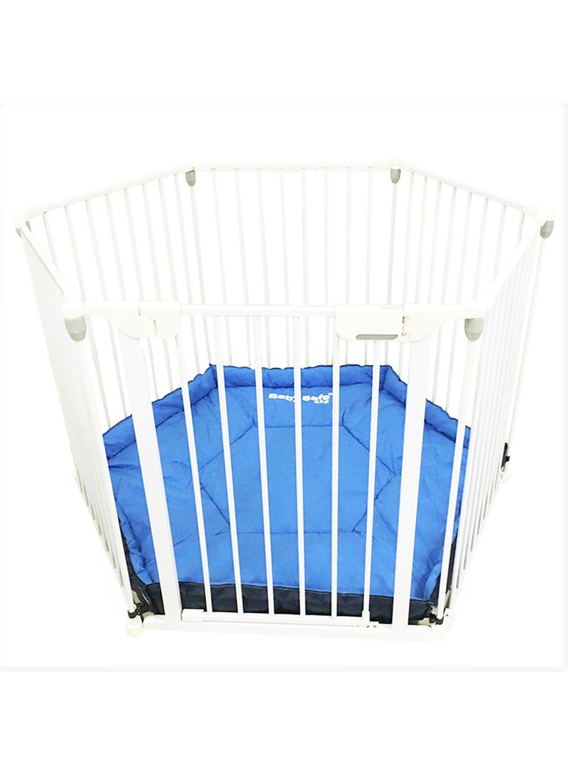 بيبي سيف ساحة اللعب | ساحة لعب محمولة مع توسيد للسلامة، مناسبة للسفر، ساحة لعب داخلي وخارجي، 6 جوانب، أبيض - Image 4