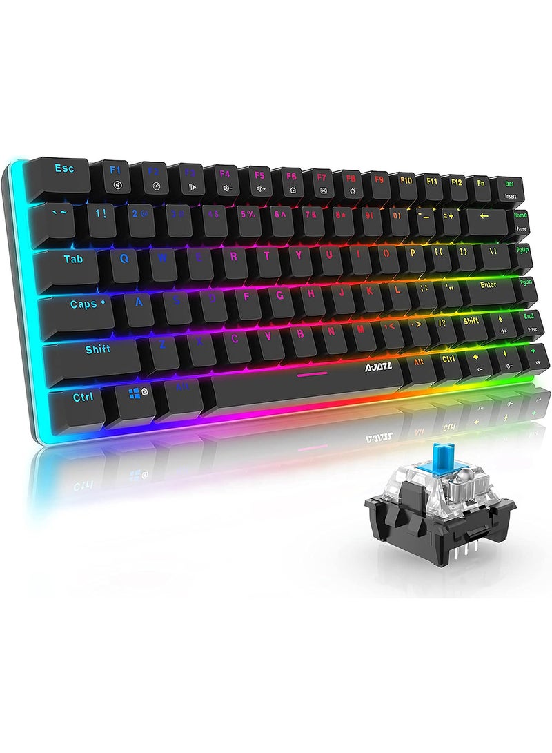 Ajazz - AK33 Gaming 82 keys Mechanical keyboard, RGB backlit Wired keys Computer keyboard for PC Laptop gaming(Blue Switch) - Image 1